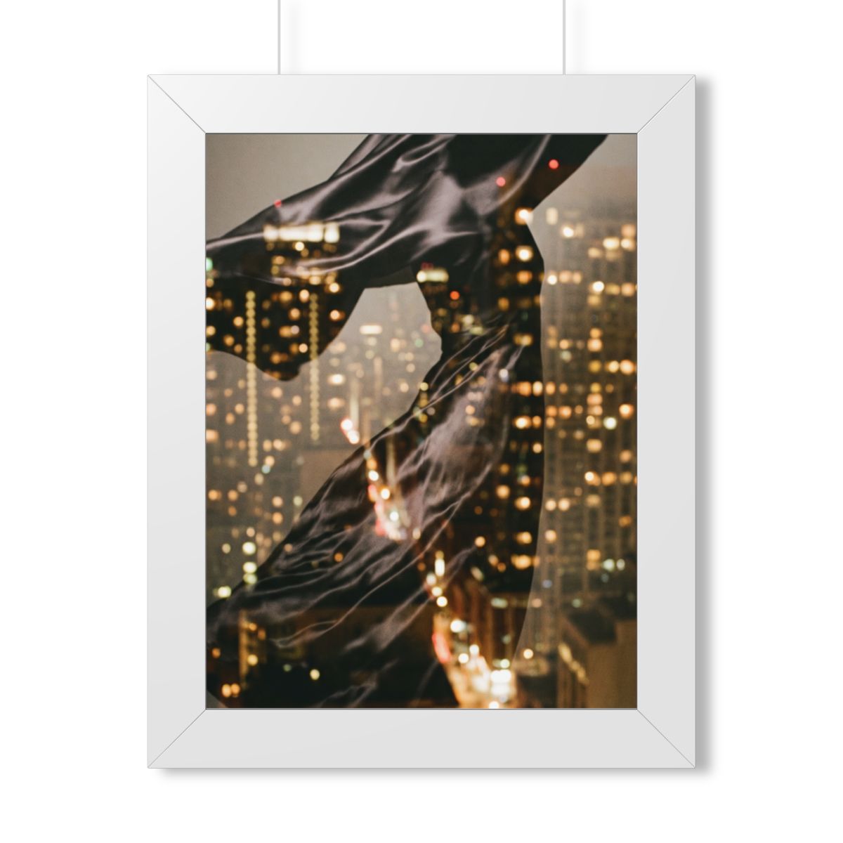 Framed Vertical Poster - Nocturnal City Metamorphosis Art —...