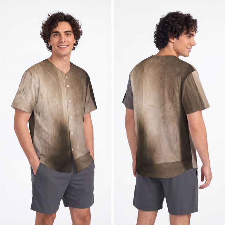 Men's Baseball Jersey - Shadows of the Citadel moody architectural print