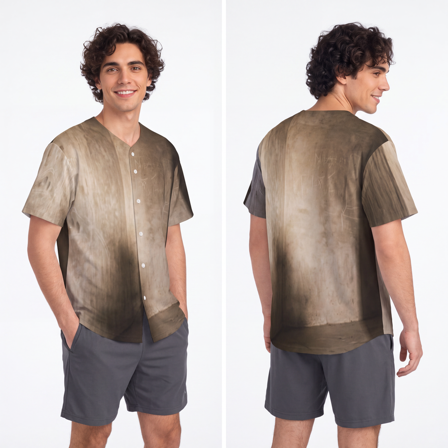 Men's Baseball Jersey - Shadows of the Citadel moody architectural print