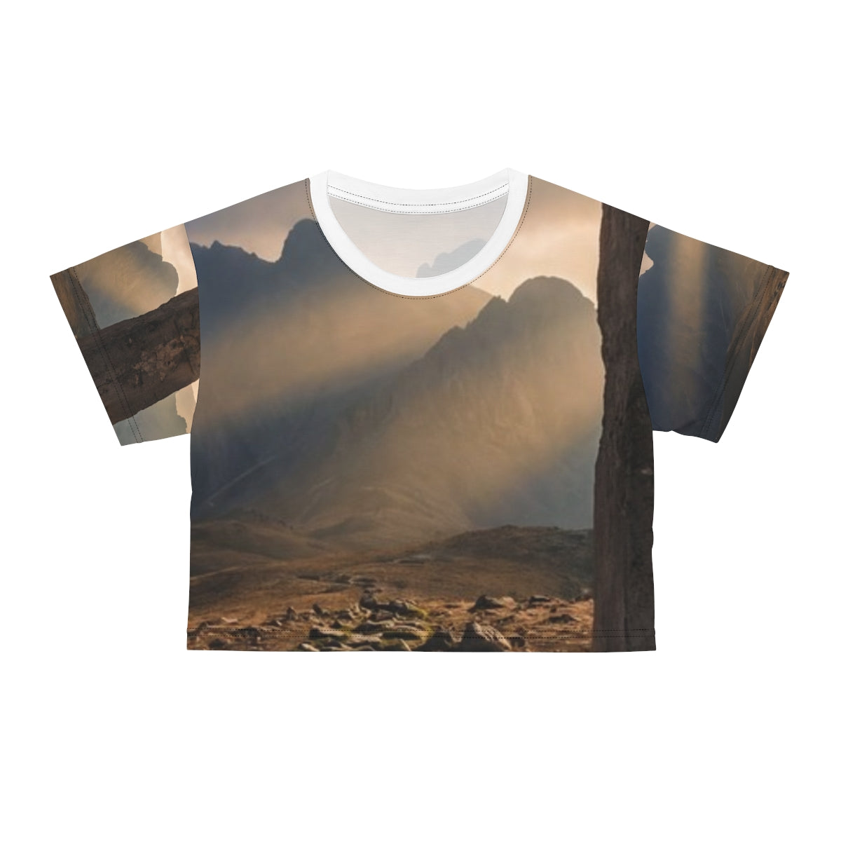 Crop Tee - Mystic Monolith Ancient Persian Mountain Art |...