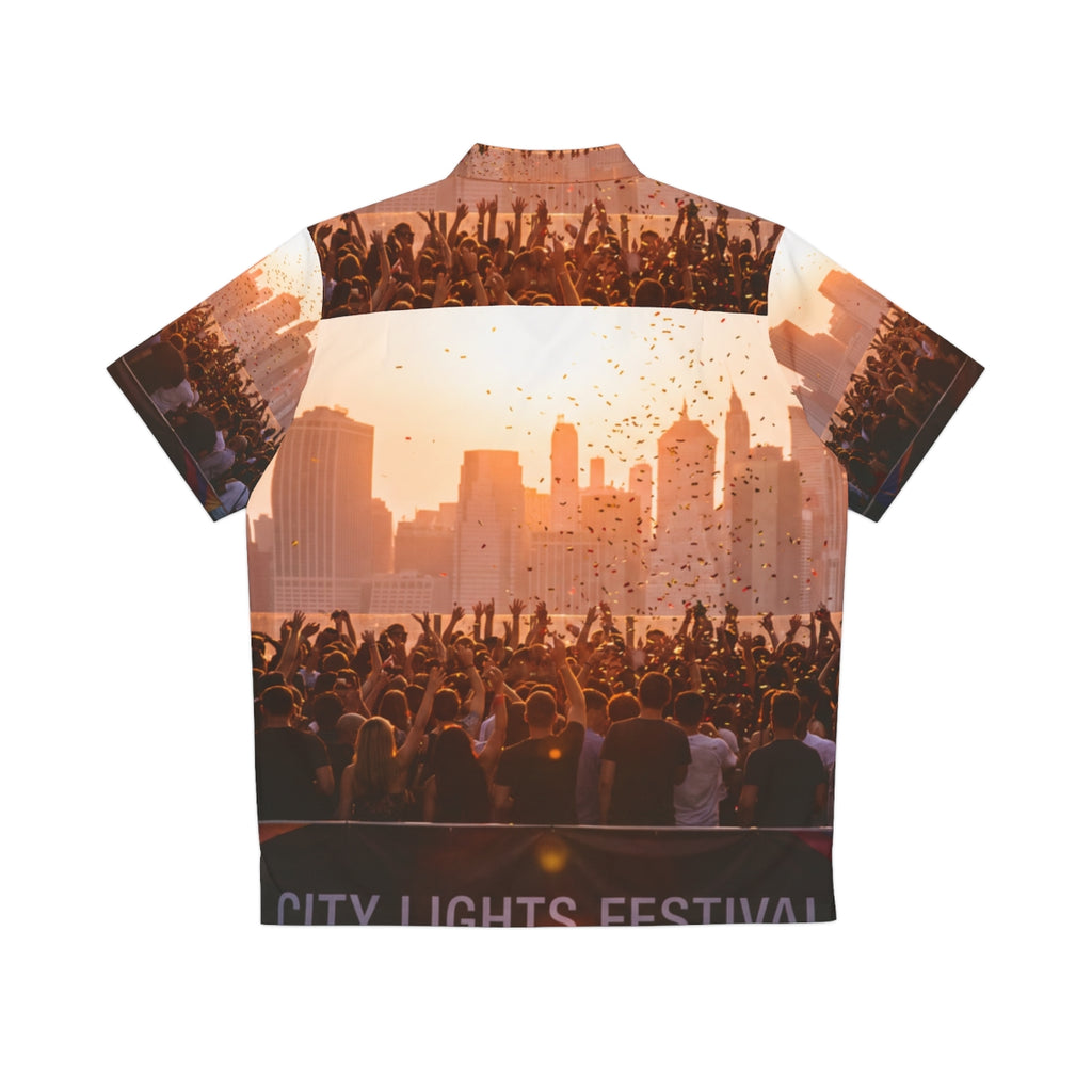 Men's Hawaiian Shirt - City Lights | Echovira Gallery