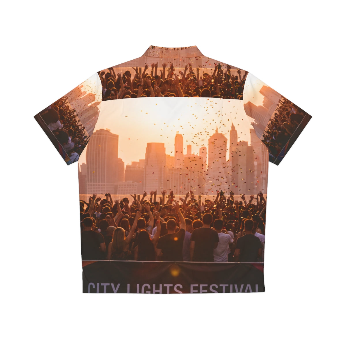 Men's Hawaiian Shirt - City Lights | Echovira Gallery