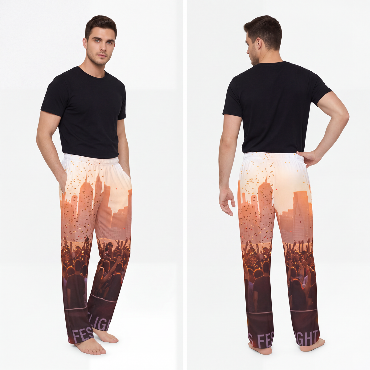 Men's Pajama Pants - City Lights | Echovira Gallery