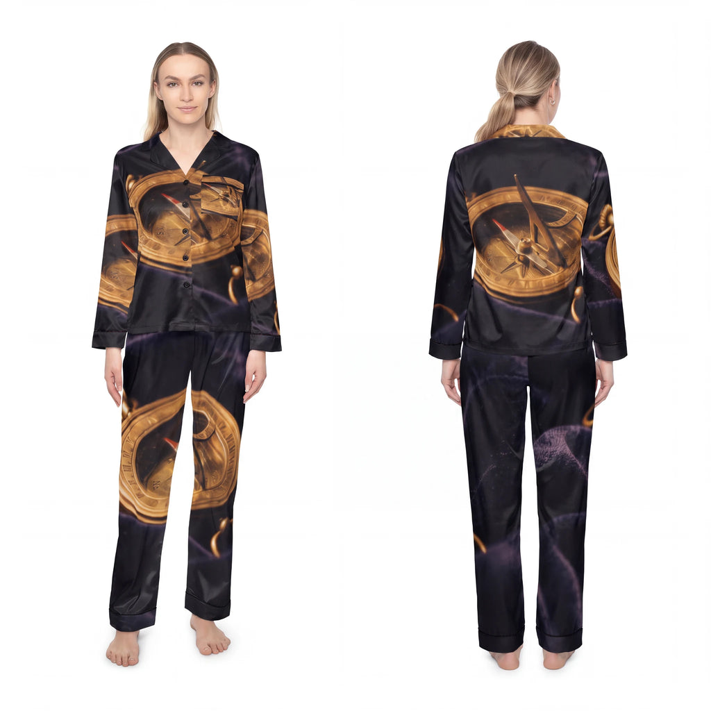 Women's Satin Pajamas Vintage Brass Sundial