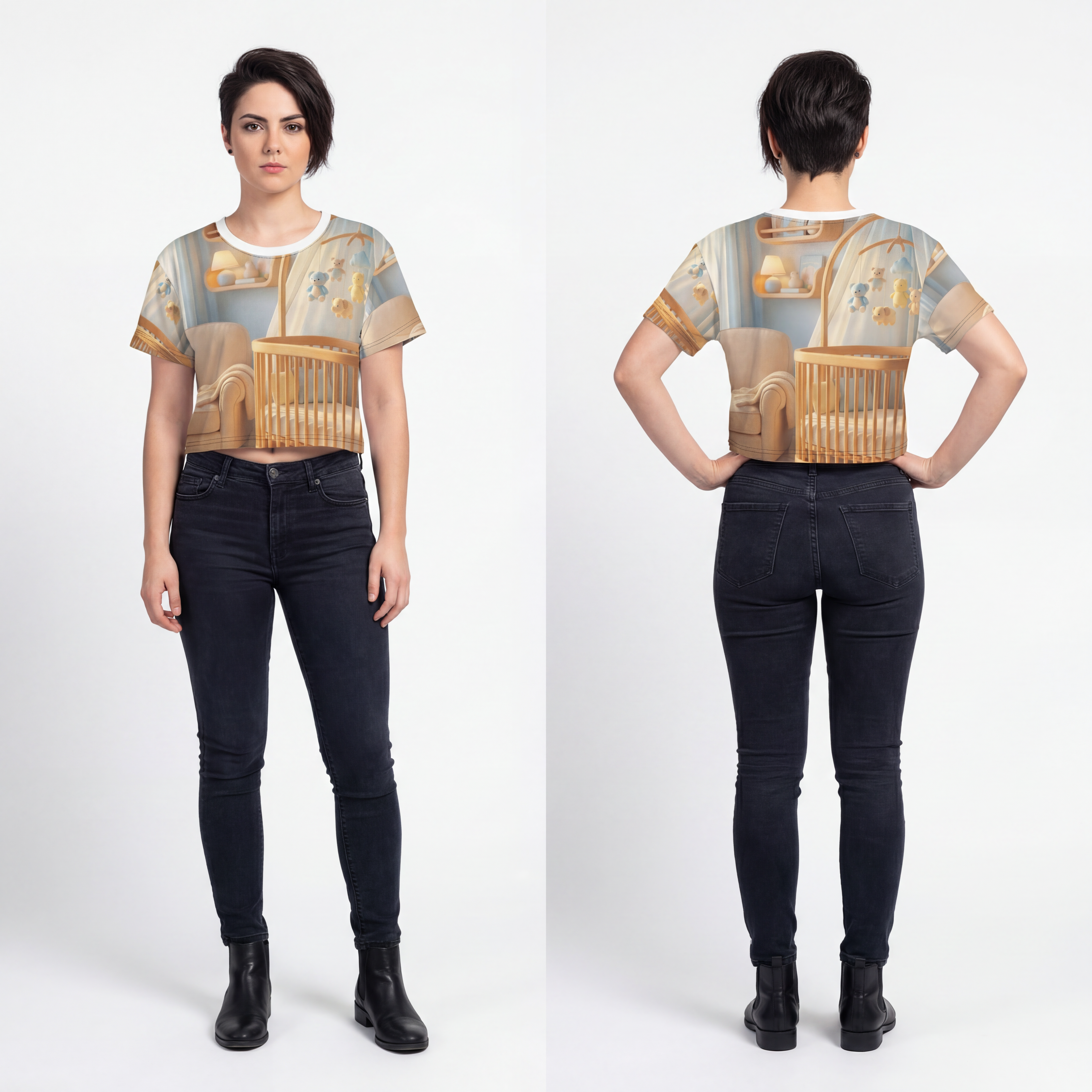 Pastel Glow Crop Tee - Casual Soft Style