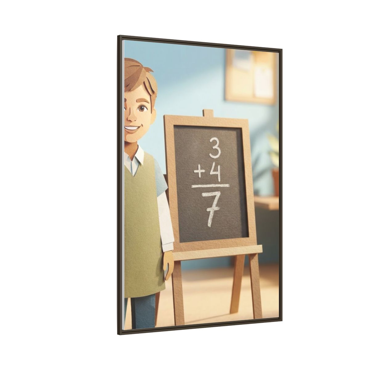 Matte Canvas Framed - Classroom Math Paper Art — Espresso /...