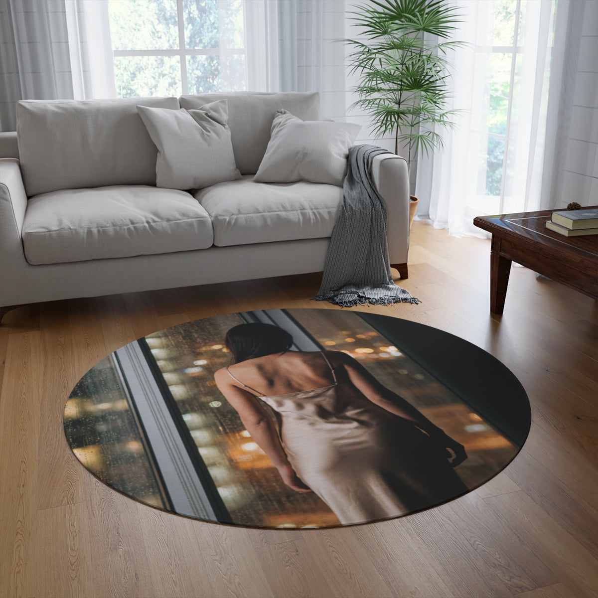 Round Rug - Amber Night Glow Room Accent