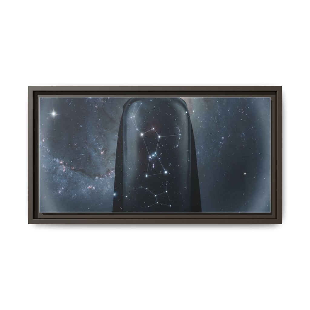 Framed Matte Canvas - Cosmic Sentinel — Espresso / 1.25" (10×8, 12×9, 14×11, 16×12, 20×10, 18×12, 20×16, 24×16, 24×18, 36×12, 24×20, 32×16, 30×20, 30×24, 32×24, 48×16, 36×24, 48×24, 40×30, 60×20, 48×32, 60×30 & 60×40)