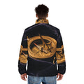 Men's Puffer Jacket Vintage Brass Sundial Art