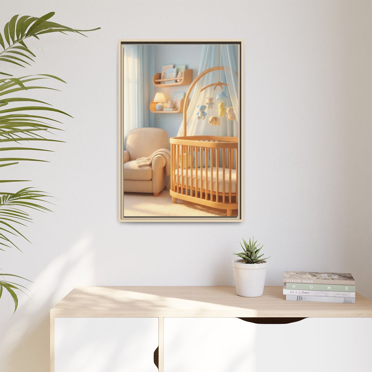 Matte Canvas, Framed - Dreamy Serene Nursery Art — Natural /...