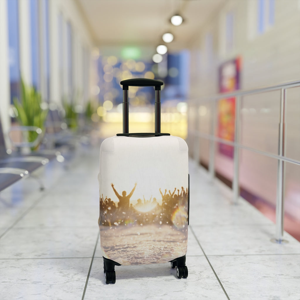 Luggage Cover with Golden Hour Celebration Art