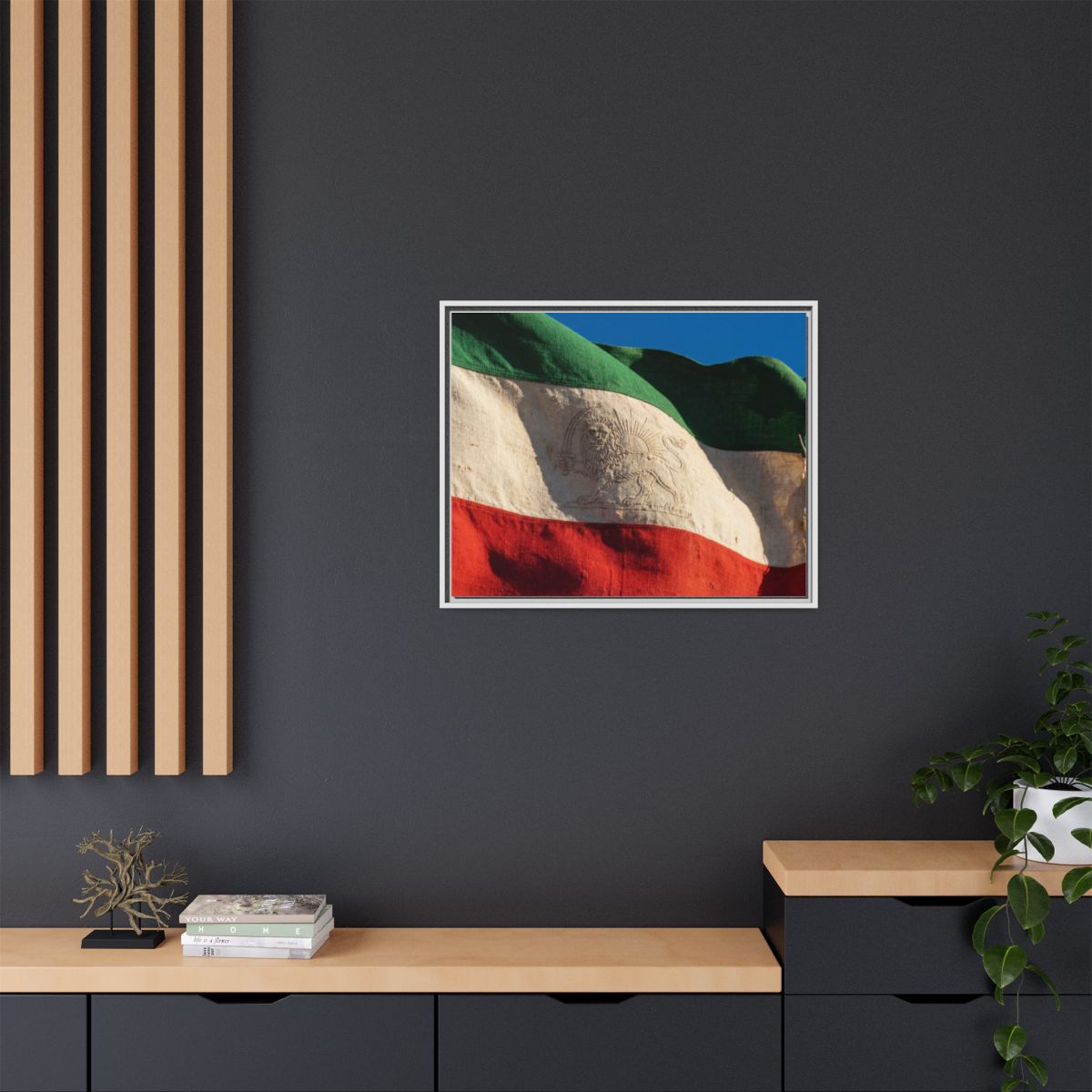 Framed Canvas Art - Distressed Flag — White / 1.25"