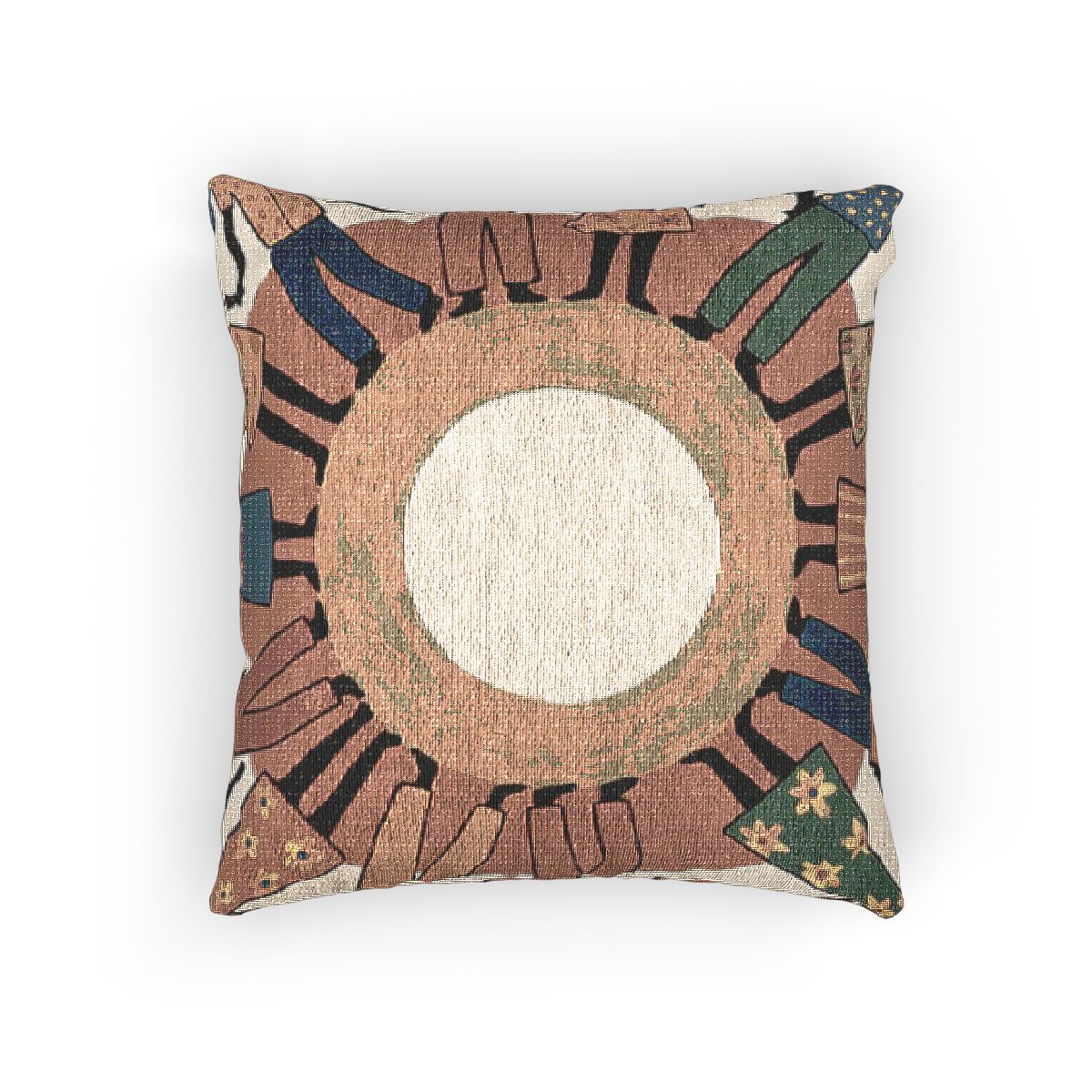 Woven Pillow - Unity Mandala Folk Art | Echovira Gallery