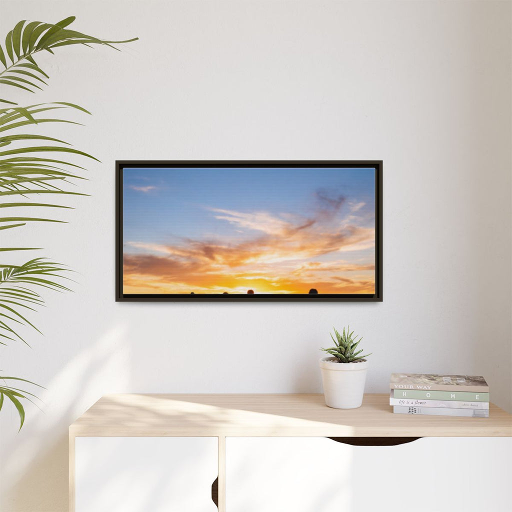 Framed Canvas - Sunset Silhouette — Espresso / 1.25"