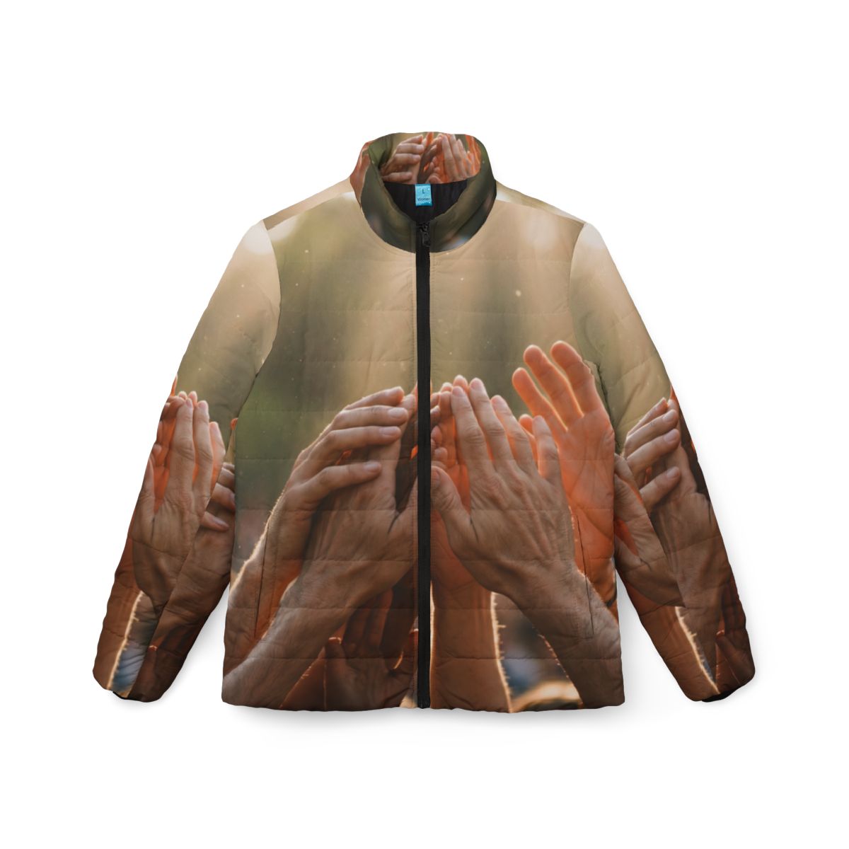 Women's Puffer Jacket - Golden Rays of Unity Wall Art |...