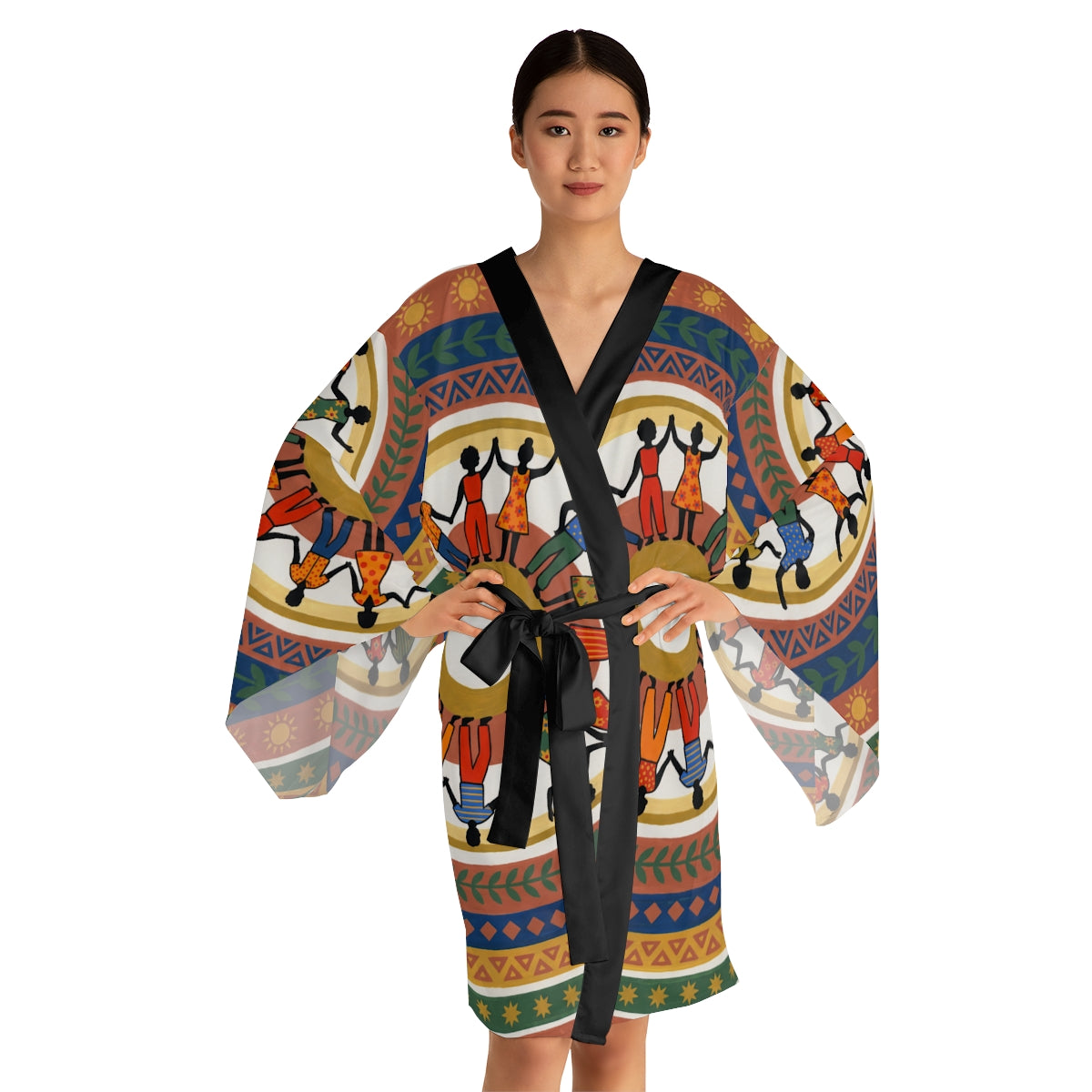 Long Sleeve Kimono Robe - Unity Mandala Folk Art | Echovira...