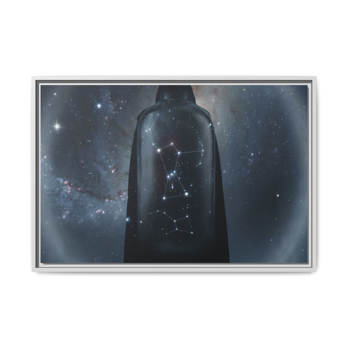 Framed Matte Canvas - Cosmic Sentinel — White / 1.25" (10×8, 12×9, 14×11, 16×12, 20×10, 18×12, 20×16, 24×16, 24×18, 36×12, 24×20, 32×16, 30×20, 30×24, 32×24, 48×16, 36×24, 48×24, 40×30, 60×20, 48×32, 60×30 & 60×40)