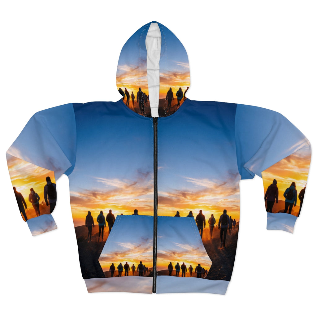 Unisex Kapuzenjacke mit Reißverschluss – Epische Sonnenaufgangswanderung