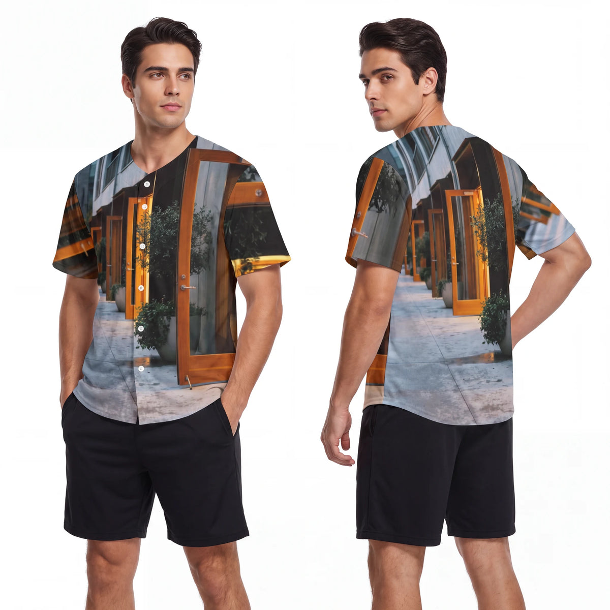 Men's Baseball Jersey - Twilight Courtyard | Echovira...
