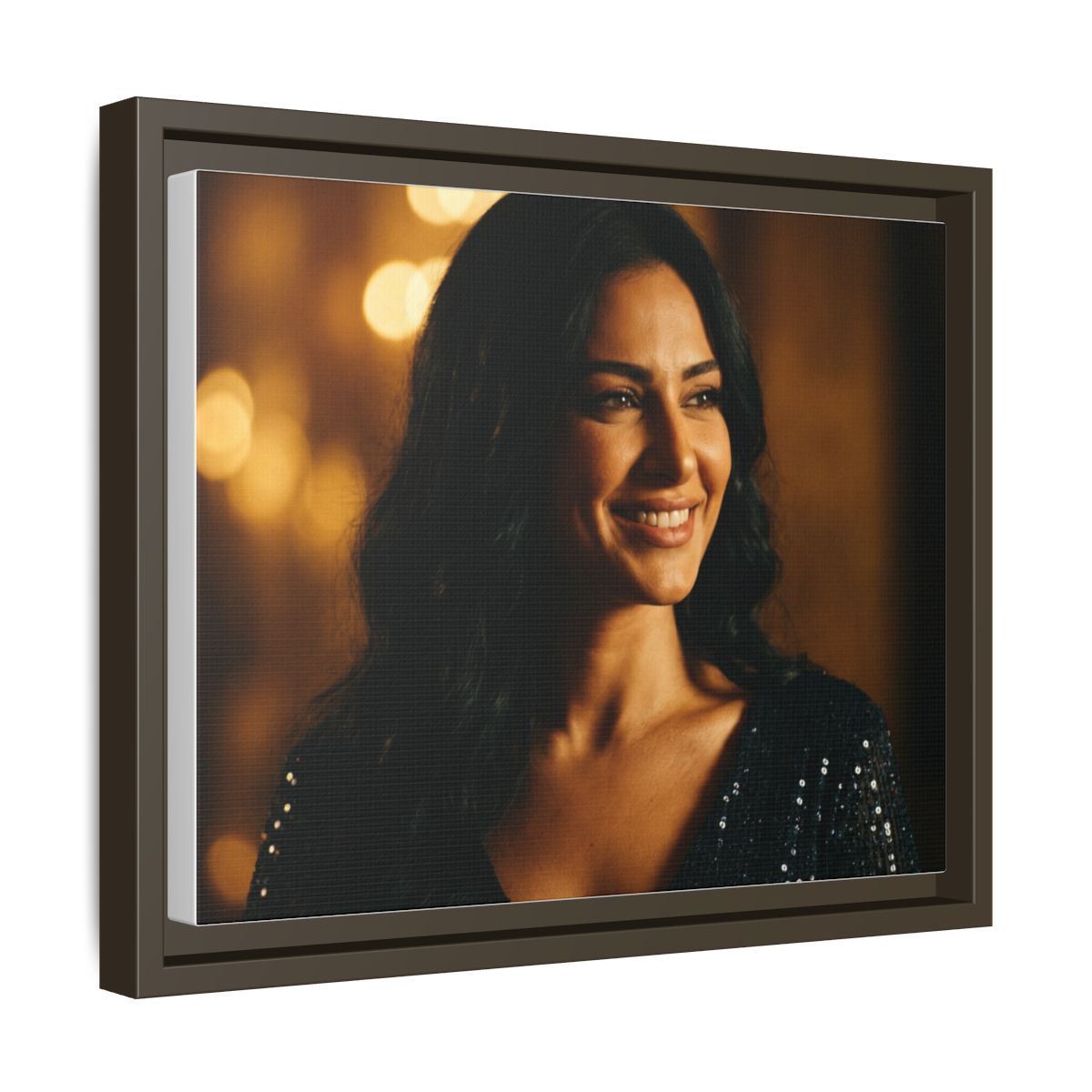 Framed Canvas Art - Golden Glamour — Espresso / 1.25"