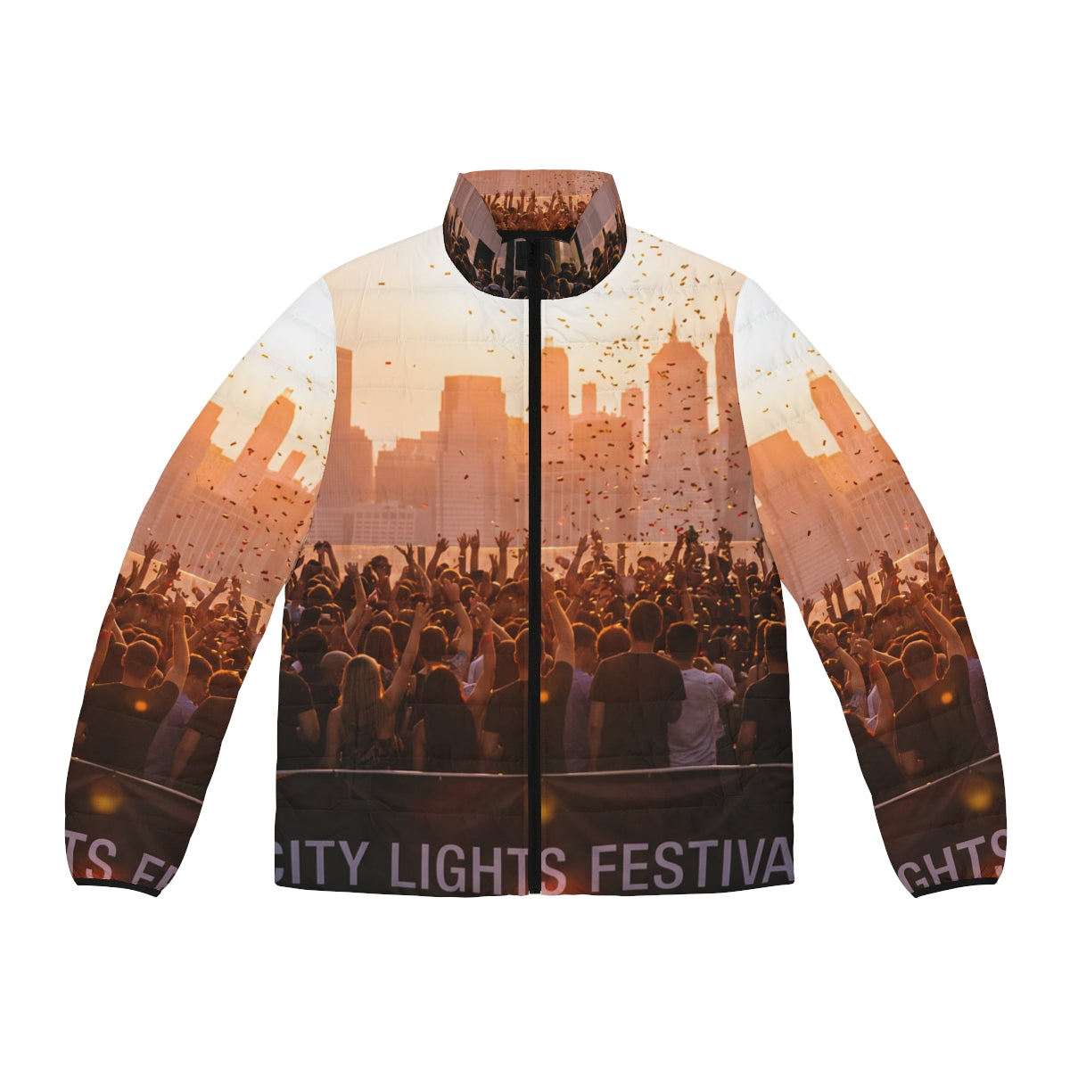 Men's Puffer Jacket - City Lights | Echovira Gallery