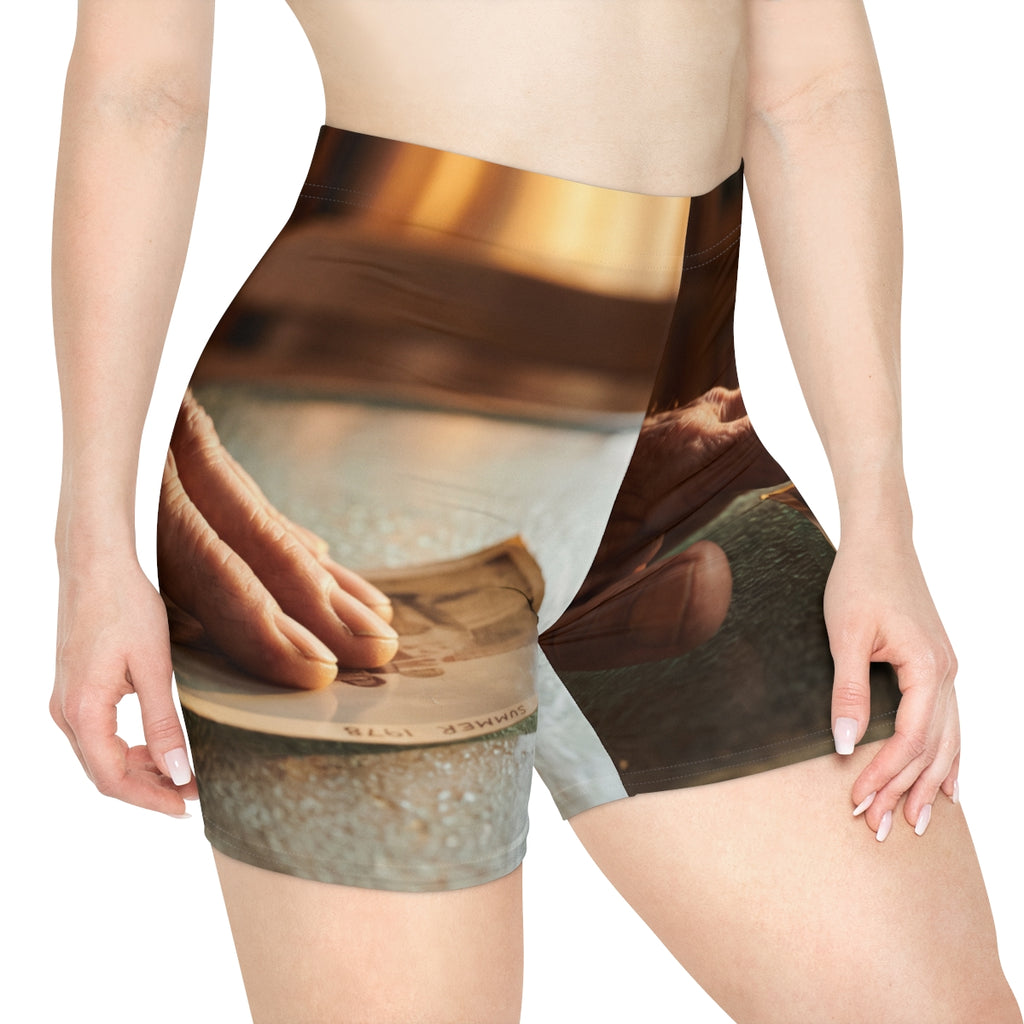 Women's Biker Shorts Nostalgic Photo Art