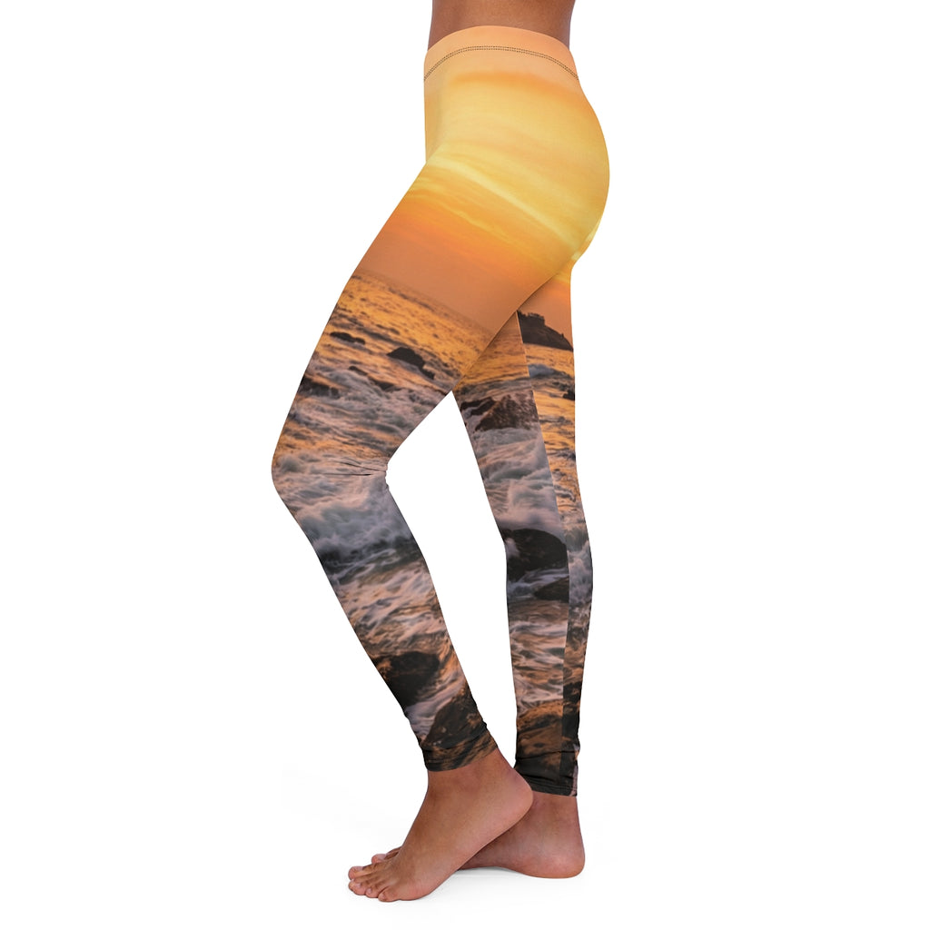 Spandex Leggings - Golden Hour Tides
