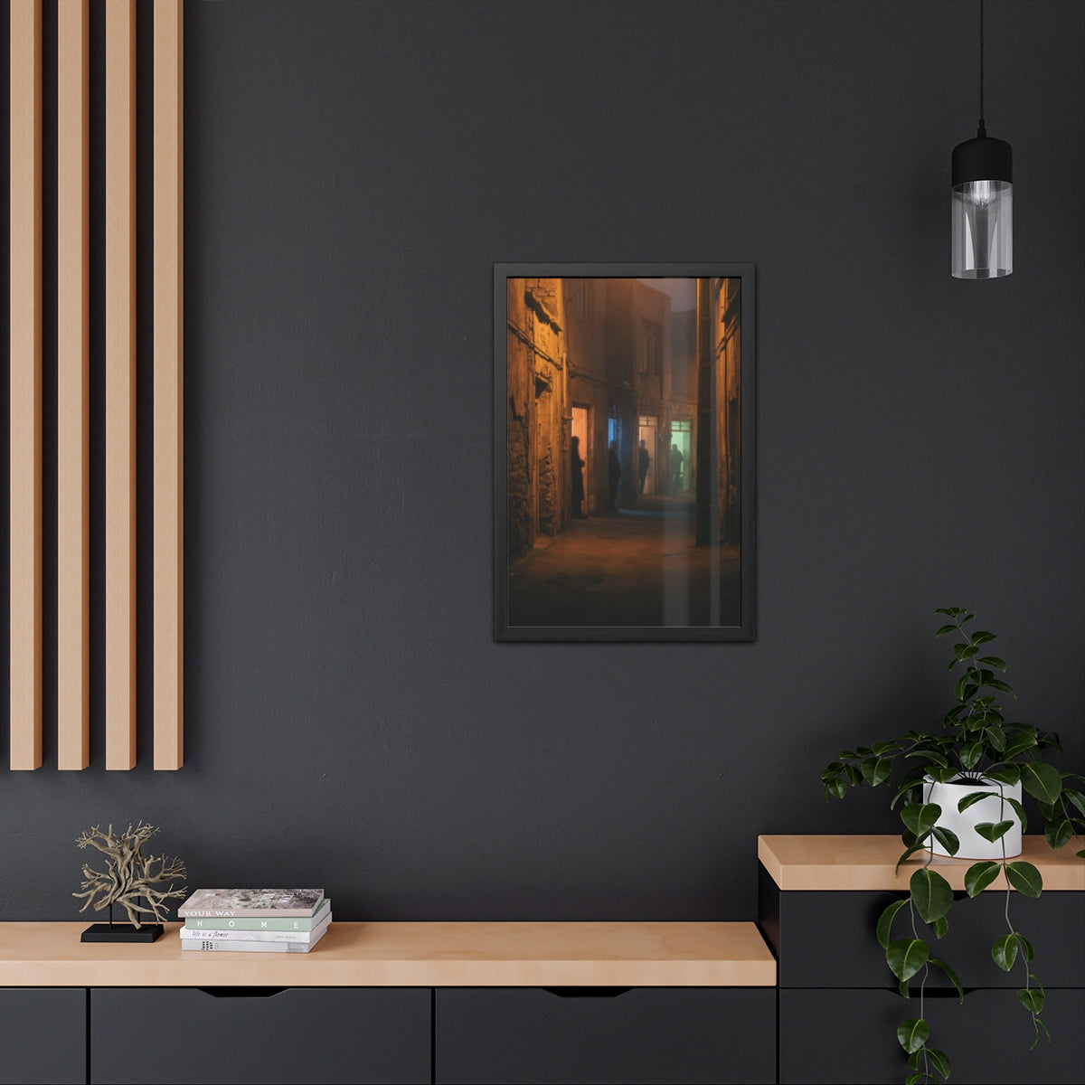 Framed Posters - Shadowed Alleyway Mystery Art Print —... |...