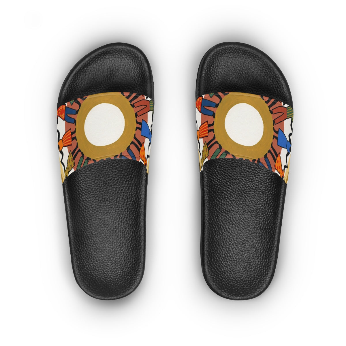 Women's Slide Sandals - Unity Mandala Folk Art | Echovira...