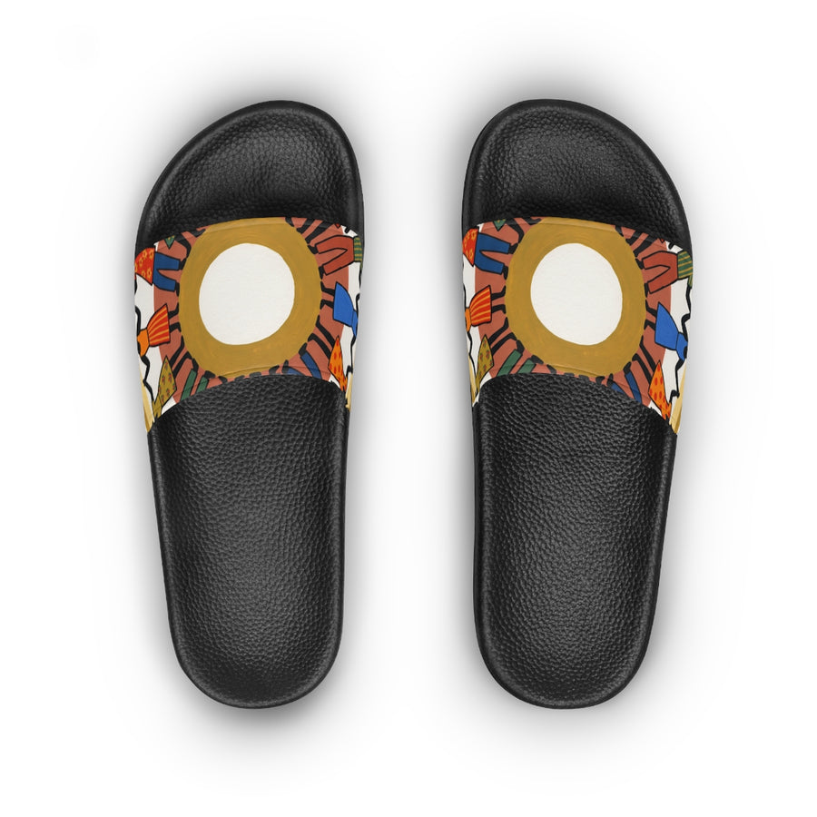 Women's Slide Sandals - Unity Mandala Folk Art