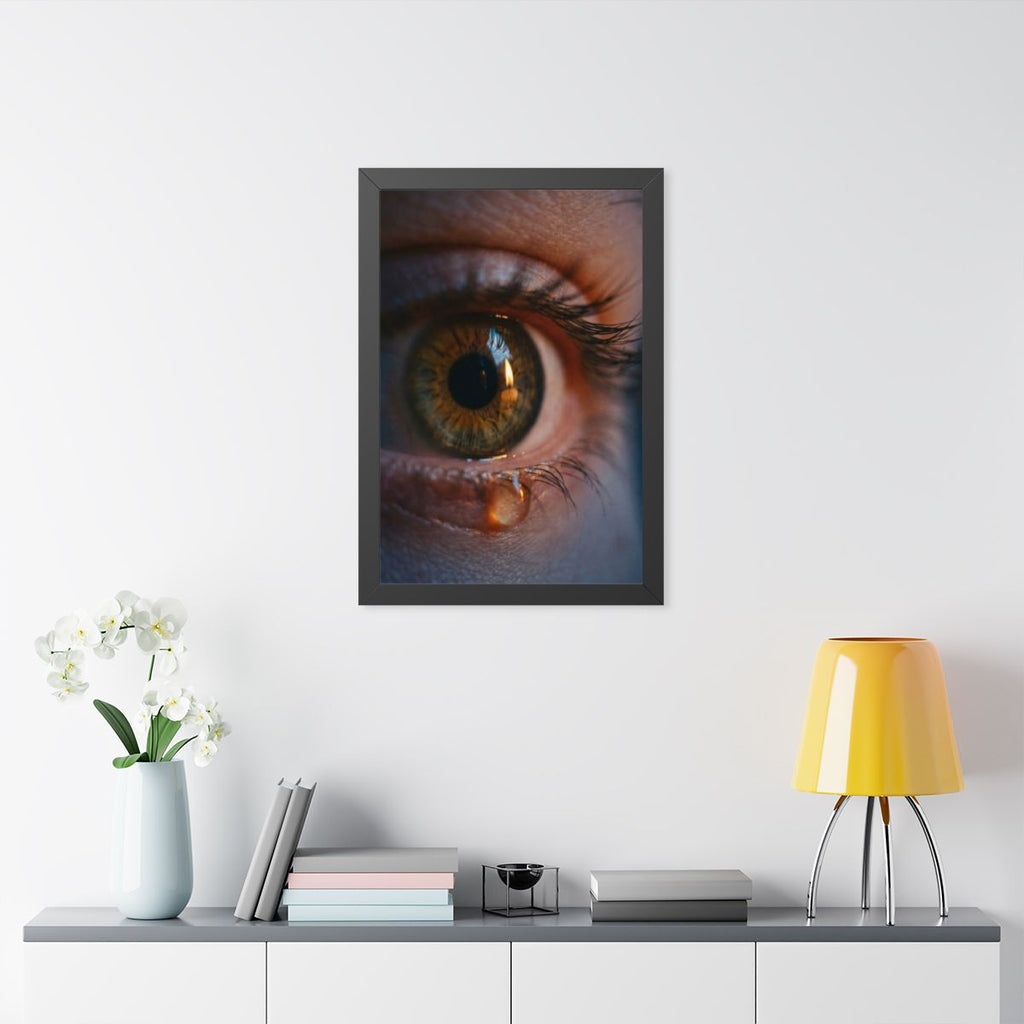 Framed Vertical Poster - Amber Iris Reflection Fine Art... |...