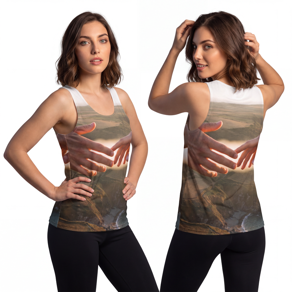 Unisex Tank Top - The Infinite Touch | Ethereal Coastal Art...