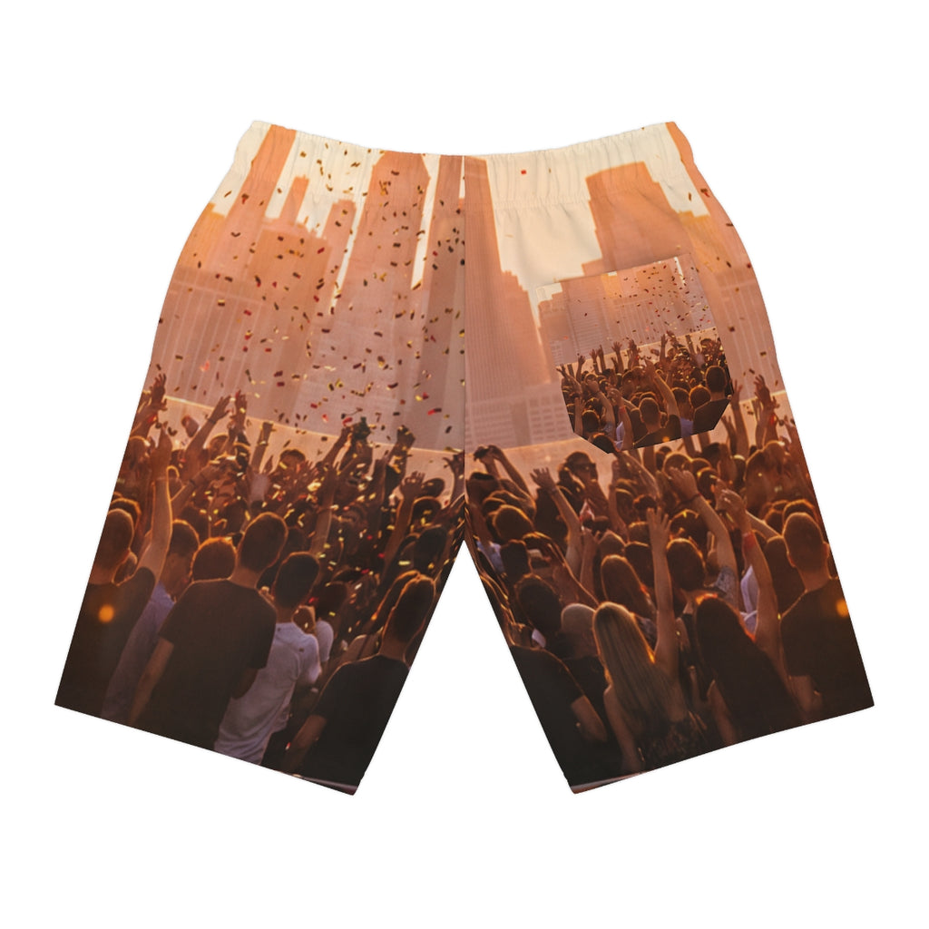 Men's Athletic Long Shorts - City Lights | Echovira Gallery
