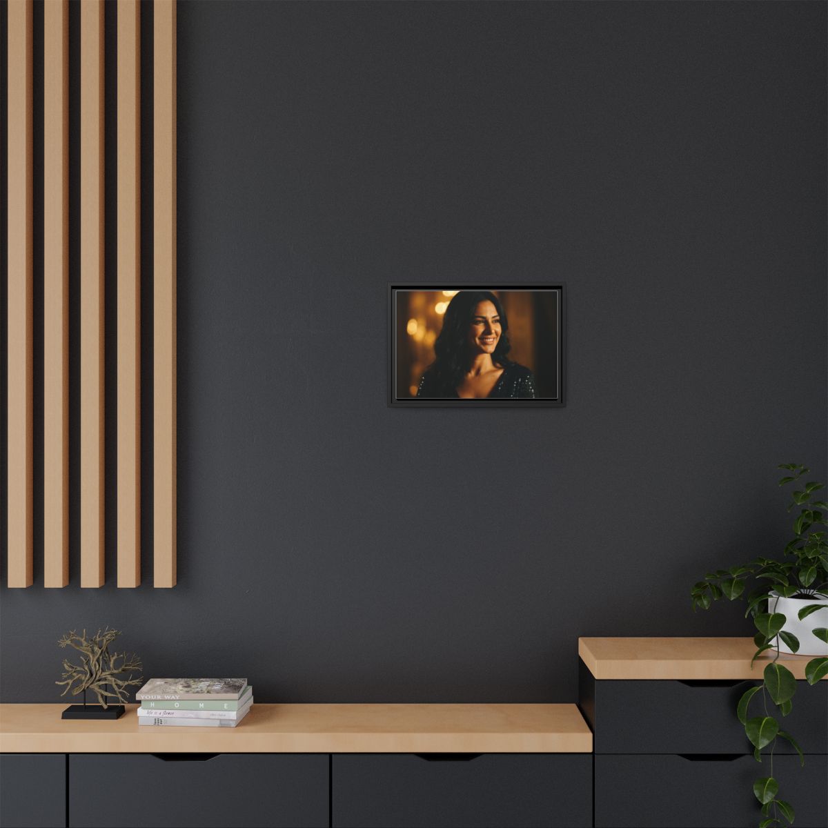 Framed Canvas Art - Golden Glamour — Black / 1.25"