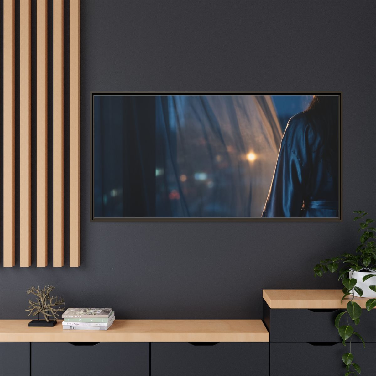 Matte Canvas, Framed - Nocturnal Solitude Silhouette —... |...