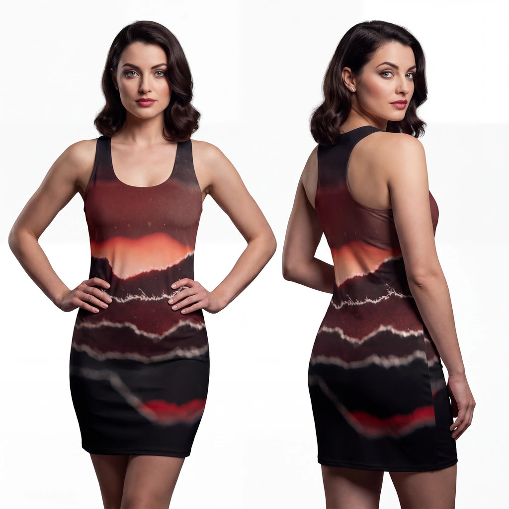 Crimson Vortex Abstract Art Racerback Dress