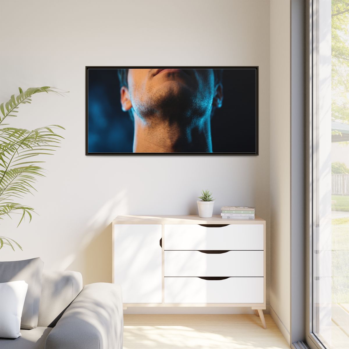 Matte Canvas, Framed - Neon Shadows Cinematic Portrait Art...