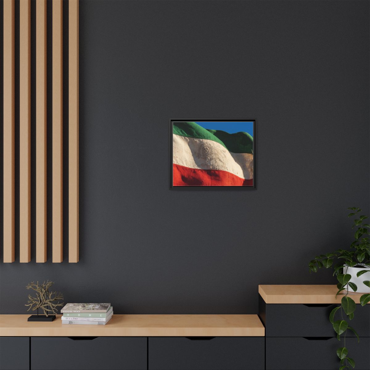 Framed Canvas Art - Distressed Flag — Black / 1.25"