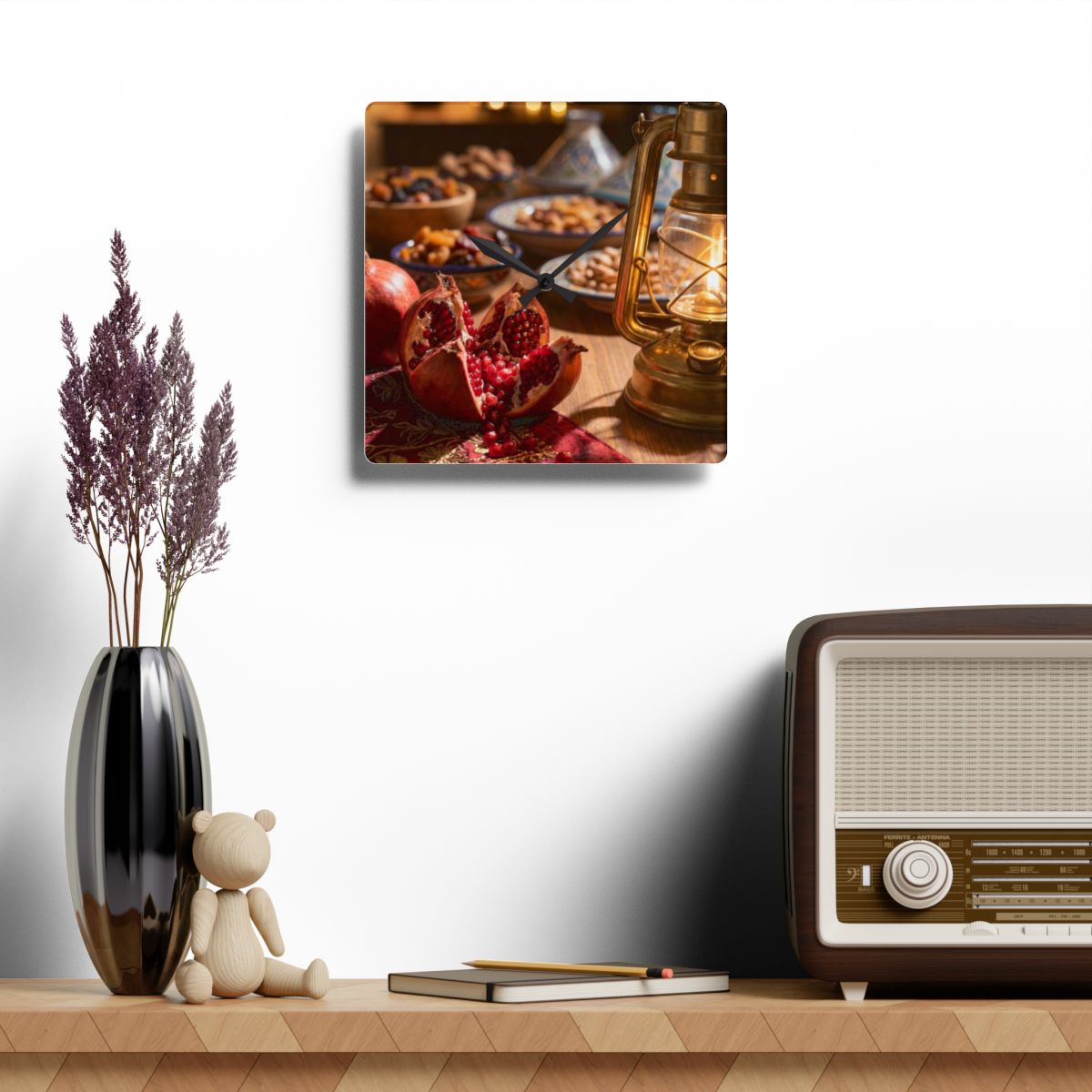 Acrylic Wall Clock - Crimson Golden Hour | Echovira Gallery