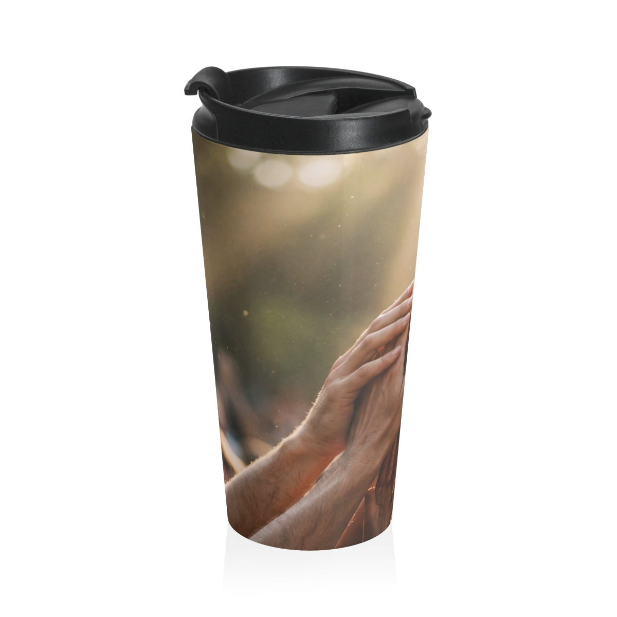 Stainless Steel Travel Mug - Golden Rays of Unity Wall Art |...