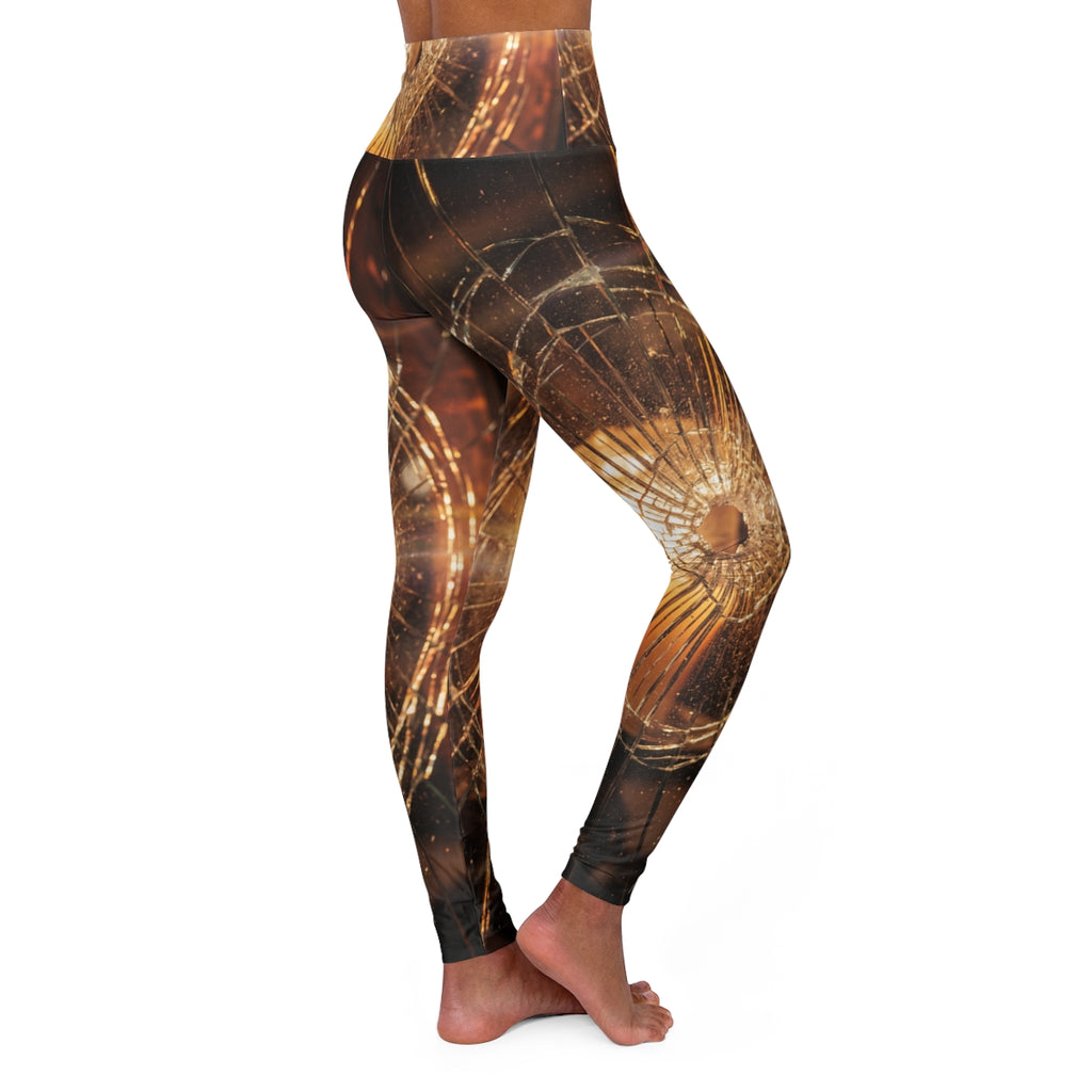 High Waisted Yoga Leggings - Fractured Light Shattered... |...