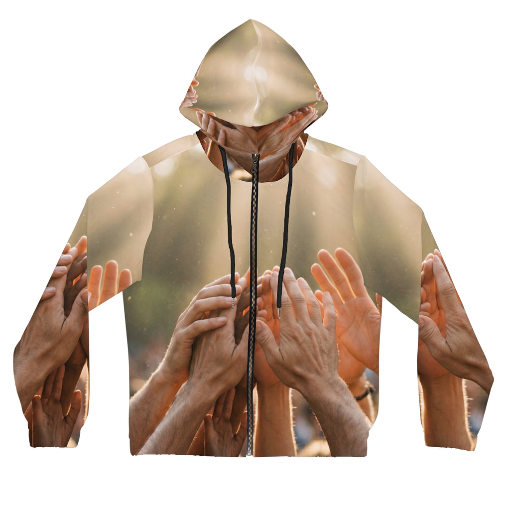 Women's Full-Zip Hoodie - Golden Rays of Unity Wall Art |...
