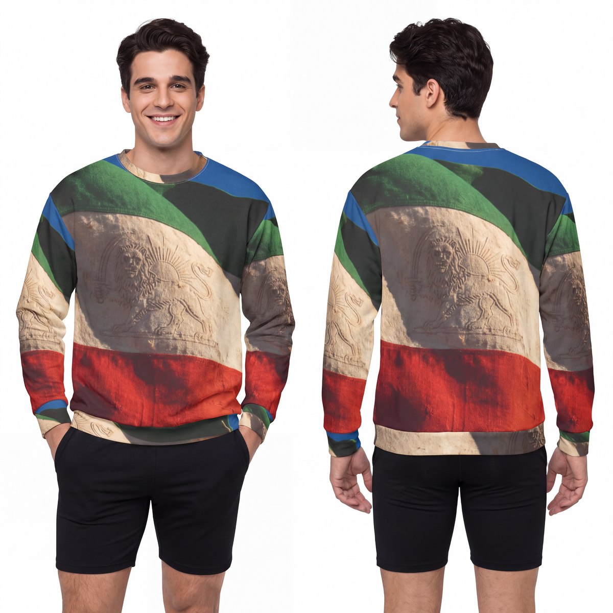 Men's Sweatshirt - Vintage Lion & Sun Crewneck | Echovira...