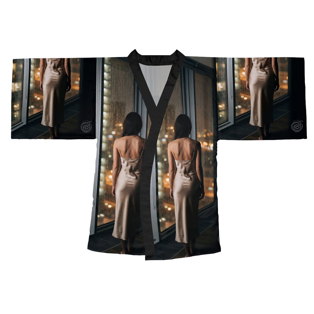 Long Sleeve Kimono Robe - Shimmering Rainscape | Echovira...