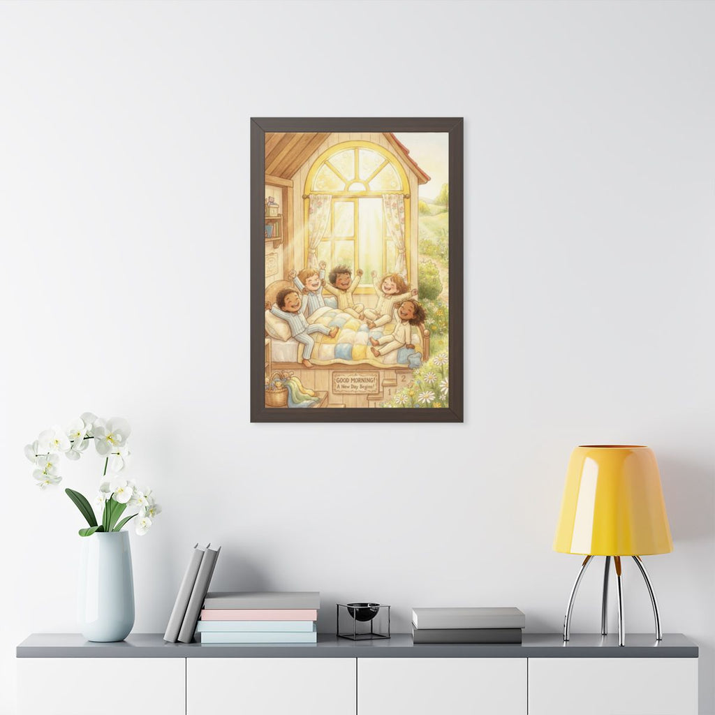 Framed Vertical Poster - Sunny Morning Loft — Walnut (11×14...