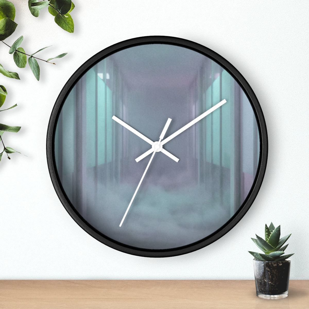 Wall Clock - Liminal Corridor Fog Art Print | Echovira...