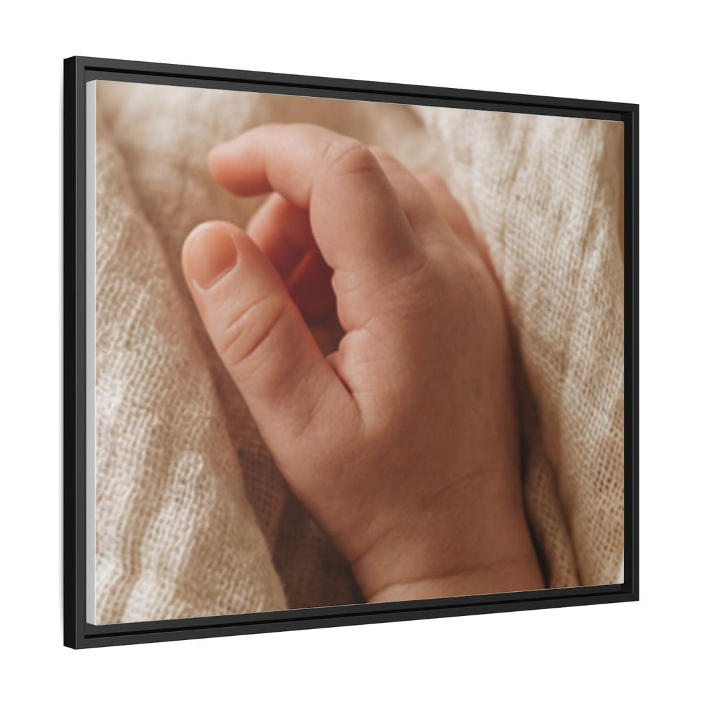 Framed Matte Canvas - Tender Newborn Hand (10×8, 12×9, 14×11, 16×12, 20×10, 18×12, 20×16, 24×16, 24×18, 36×12, 24×20, 32×16, 30×20, 30×24, 32×24, 48×16, 36×24, 48×24, 40×30, 60×20, 48×32, 60×30 & 60×40)