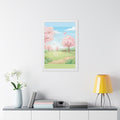 Framed Vertical Poster - Spring Blossom Meadow Art — White...