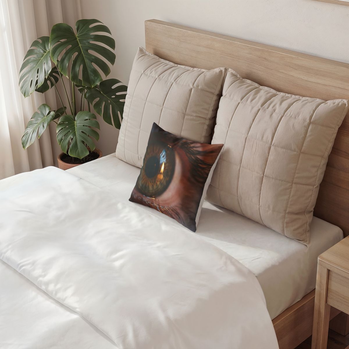 Poly Velvet Pillow - Amber Iris Reflection Fine Art Print |...