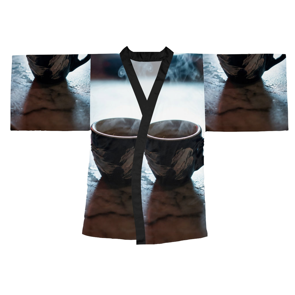 Espresso Cafe Long Sleeve Kimono Robe